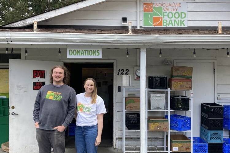 Snoqualmie Valley Food Banks Dylan Johnson (left) and Alison Roberts (right). The food bank is located at 122 E. 3rd St., North Bend. (Photo by Mallory Kruml/Valley Record)