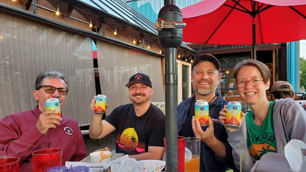 From left to right: Snoqualmie Falls Brewery owner Voyislav Kokeza, front of house manager Aleks Kokeza, Sunergy Systems Founder Howard Lamb and system sales assistant Jaime Sasse. Photo courtesy of Sunergy Systems