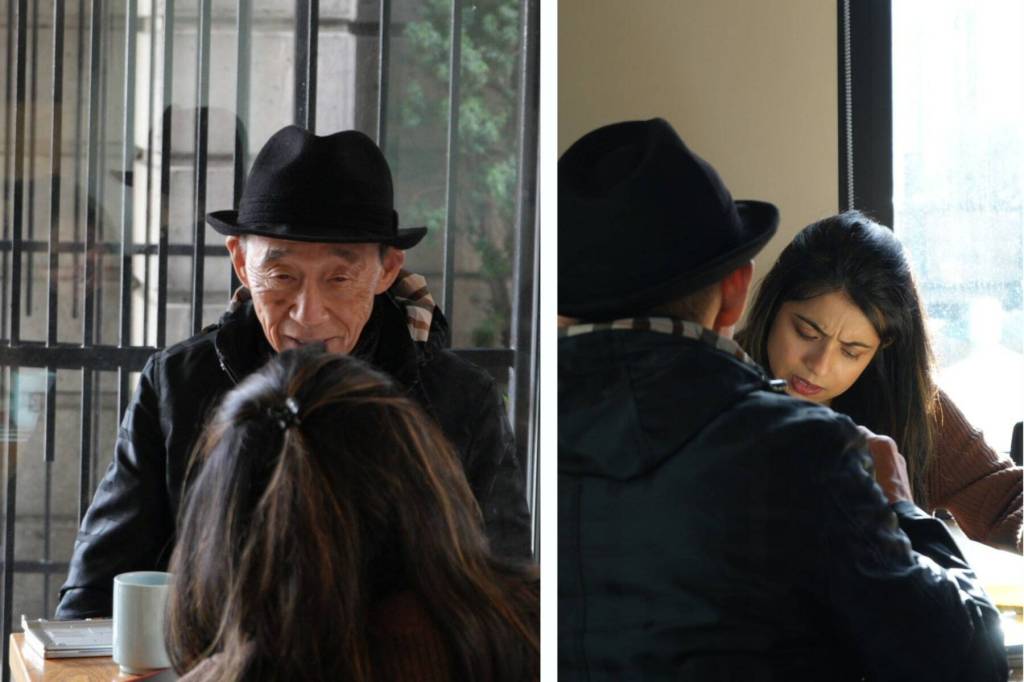 Chef Shiro Kashiba, seen in conversation with Jayendrina Singha Ray, opened the first traditional Tokyo-style sushi counter of the city at Maneki restaurant in the 1970s. (Courtesy photo)