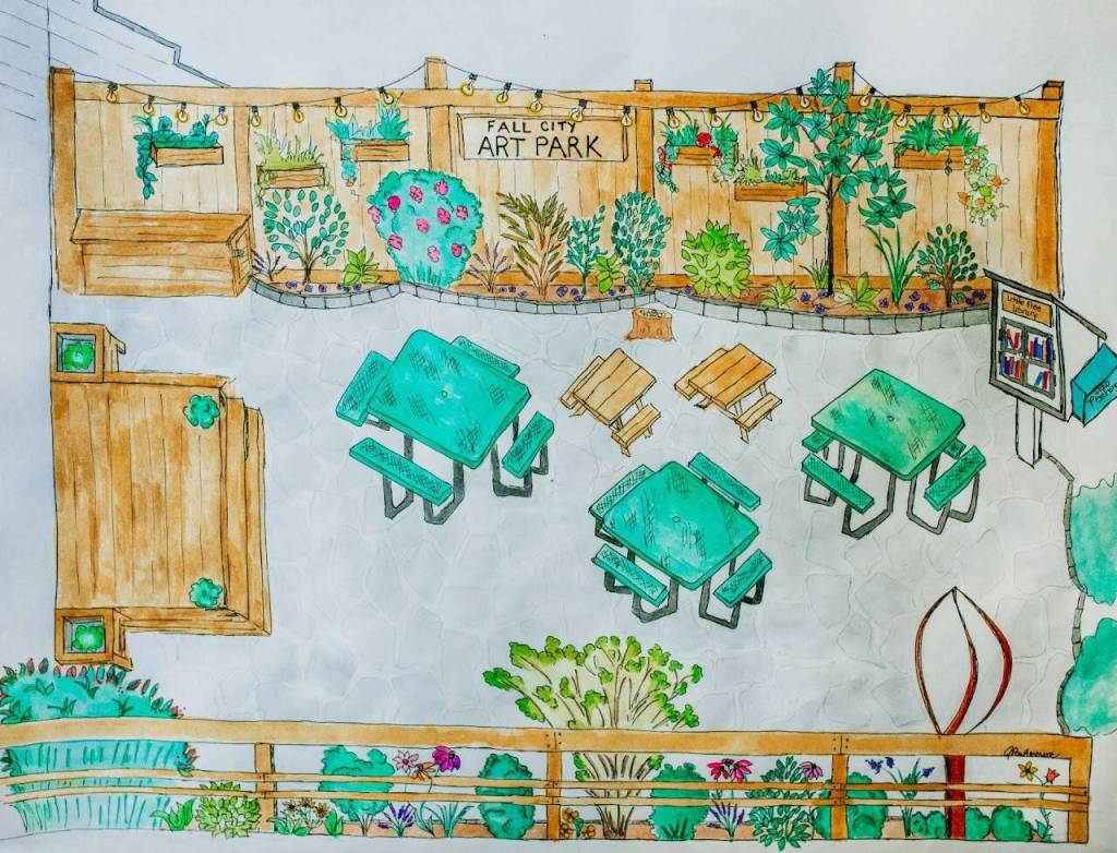 A rendering of the Art Park post-revitalization. (Drawn by Jess Buttermore)