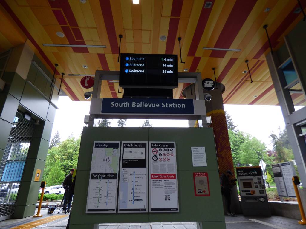 The South Bellevue Station provides ample parking with 1,500 parking stalls. The station also offers bus transfer facilities and connections to bike and pedestrian trails. (Cameron Sires/Sound Publishing)