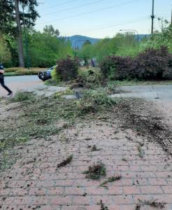 Snoqualmie police responded May 12 to the 4800 block of Southeast Tokul Road where the driver of a Tesla Cybertruck damaged a roundabout by monstertrucking. Police found the vehicle with heavy damage and arrested the driver for DUI and hit and run. Photo courtesy of Snoqualmie Police Department