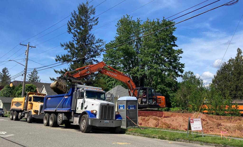 Construction site for The Rails in Snoqualmie. Photo by Mallory Kruml/Valley Record