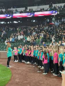 The Fall City Elementary School choir sang the national anthem May 29 at T-Mobile Park. Photo courtesy of Jaime Schultz