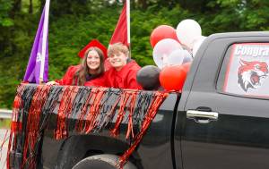 Photo courtesy of Snoqualmie Valley School District
Mount Si High School graduating seniors participated in a car parade June 1 on Snoqualmie Parkway as friends and family cheered from the sidewalk.