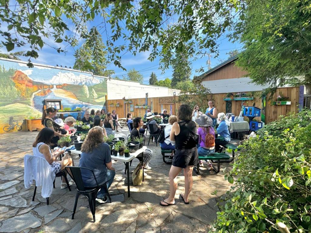 With renovations at the Fall City Art Park made possible by community efforts and donations complete, the organization held its first event, a Kitchen Herb Garden Workshop, hosted by Cedar House Living on June 21. (Photo courtesy of Fall City Arts)