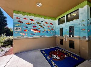 Ceramic fish swim past the front door of Carnation Elementary. Photos by Grace Gorenflo/For the Valley Record