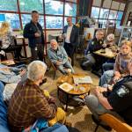 Photos courtesy of the city of North Bend
Snoqualmie Police Chief Brian Lynch speaks with community members at a Sept. 17 Chat with the Chief event at Arete Coffee Bar in North Bend.