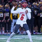 Mount Si Highs sophomore quarterback Jacob Flores throws the ball downfield in his teams 34-0 loss to Bellevue High on Sept. 27. Photo courtesy of Stephanie Ault Justus