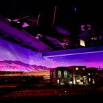 Pacific West Rails lighting design emulates a sunset behind miniature buildings. The display cycles through a day in about 12 minutes. (Grace Gorenflo/Valley Record)