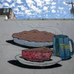 A mural of pie and coffee decorates the exterior of Twedes Cafe in North Bend. (Ryan Berry / Sound Publishing)