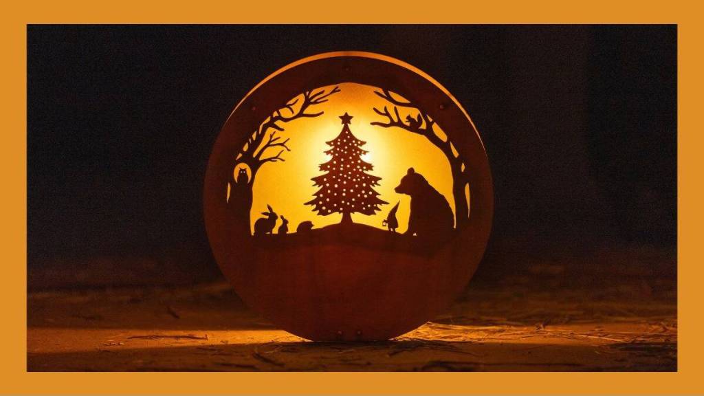 The story of the Evergreen Tree is depicted on a lantern using shadow puppets. Courtesy of Amber Smith