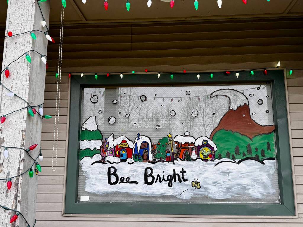 Queen Bee Estheticss holiday windowscape. (Grace Gorenflo/Valley Record)