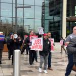 Members of the Costco Teamsters union rally outside Costcos Issaquah headquarters, Jan. 23, 2025. (Grace Gorenflo/Valley Record)