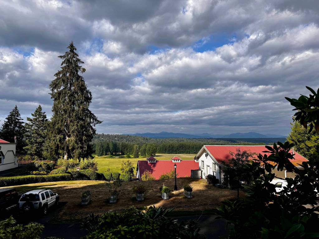 The view of the Snoqualmie Valley from the patio of the Carnation Farms Farmview Kitchen Aug. 14, 2024. Photo by Grace Gorenflo/For the Valley Record