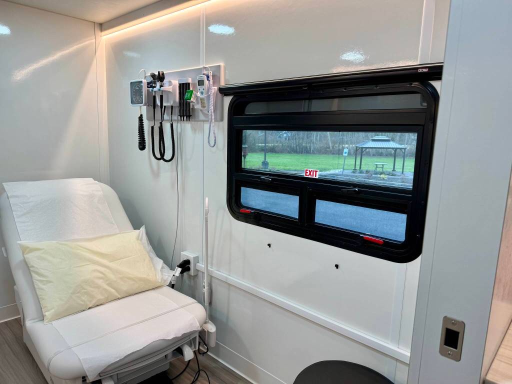 One of the exam rooms inside CarePoint Clinics mobile unit, Feb. 26, 2025. Grace Gorenflo/Valley Record