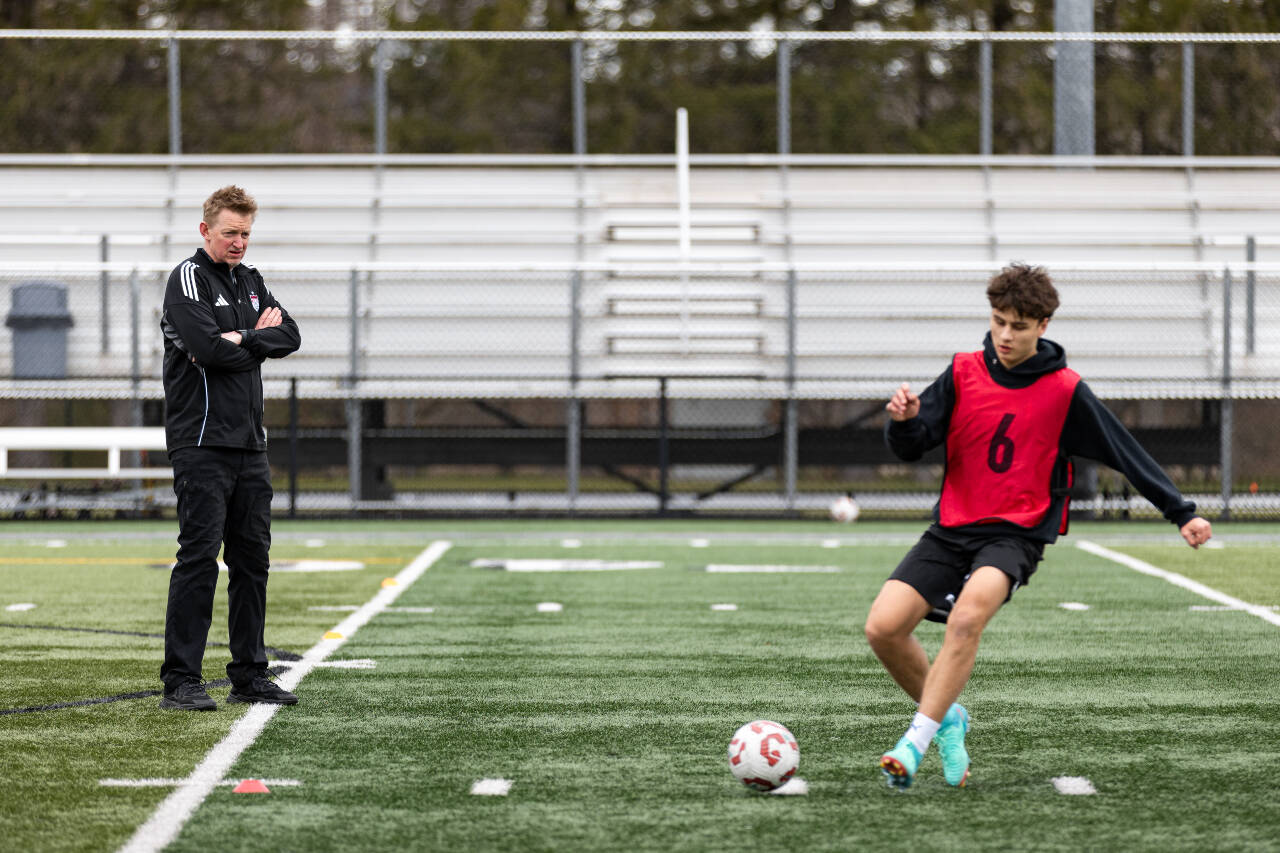 Mount Sis boys soccer team, shown at practice March 14, won the Class 4A state title in 2024. Photos by Henry Rodenburg