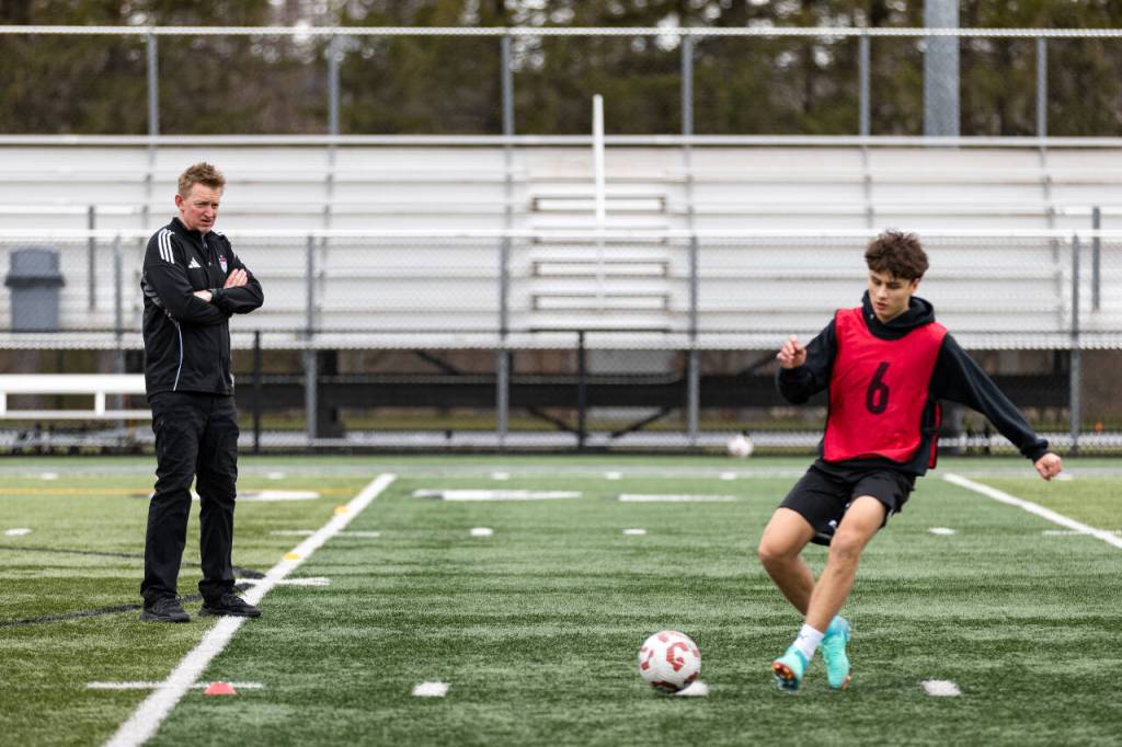 Mount Sis boys soccer team, shown at practice March 14, won the Class 4A state title in 2024. Photos by Henry Rodenburg