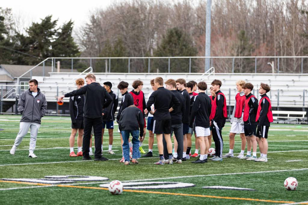 Mount Sis boys soccer team, shown at practice March 14, won the Class 4A state title in 2024. Photos by Henry Rodenburg