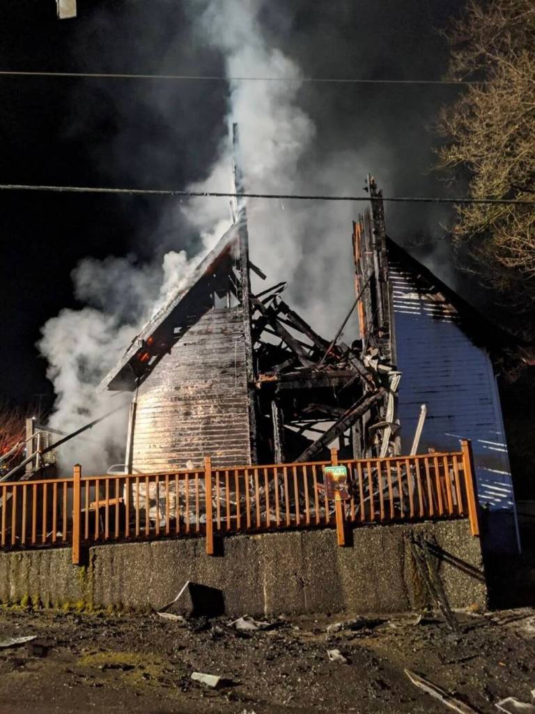 Adventure Church on fire, March 16, 2020. Photo courtesy of Adventure Church