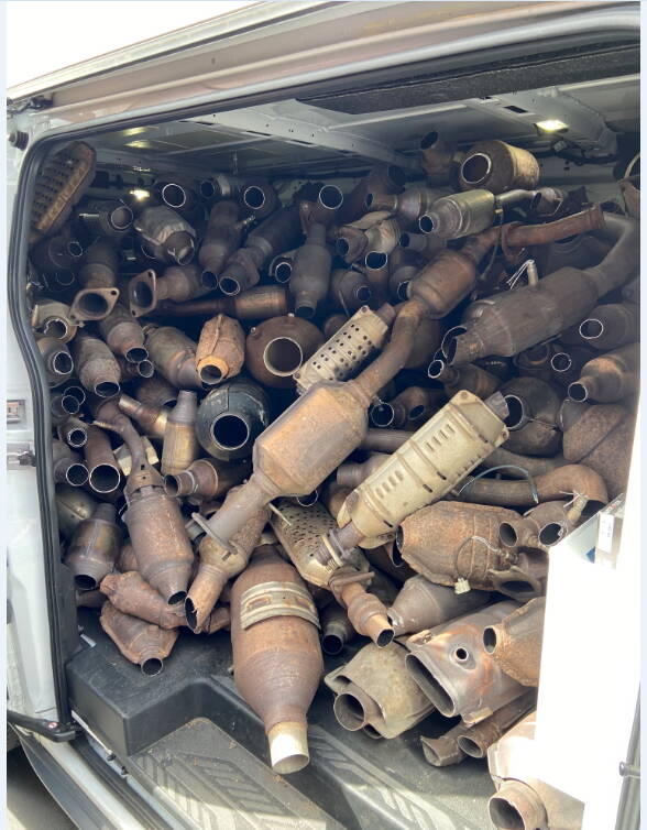 Kent Police recovered nearly 800 catalytic converters in a 2021 bust. Courtesy photo.