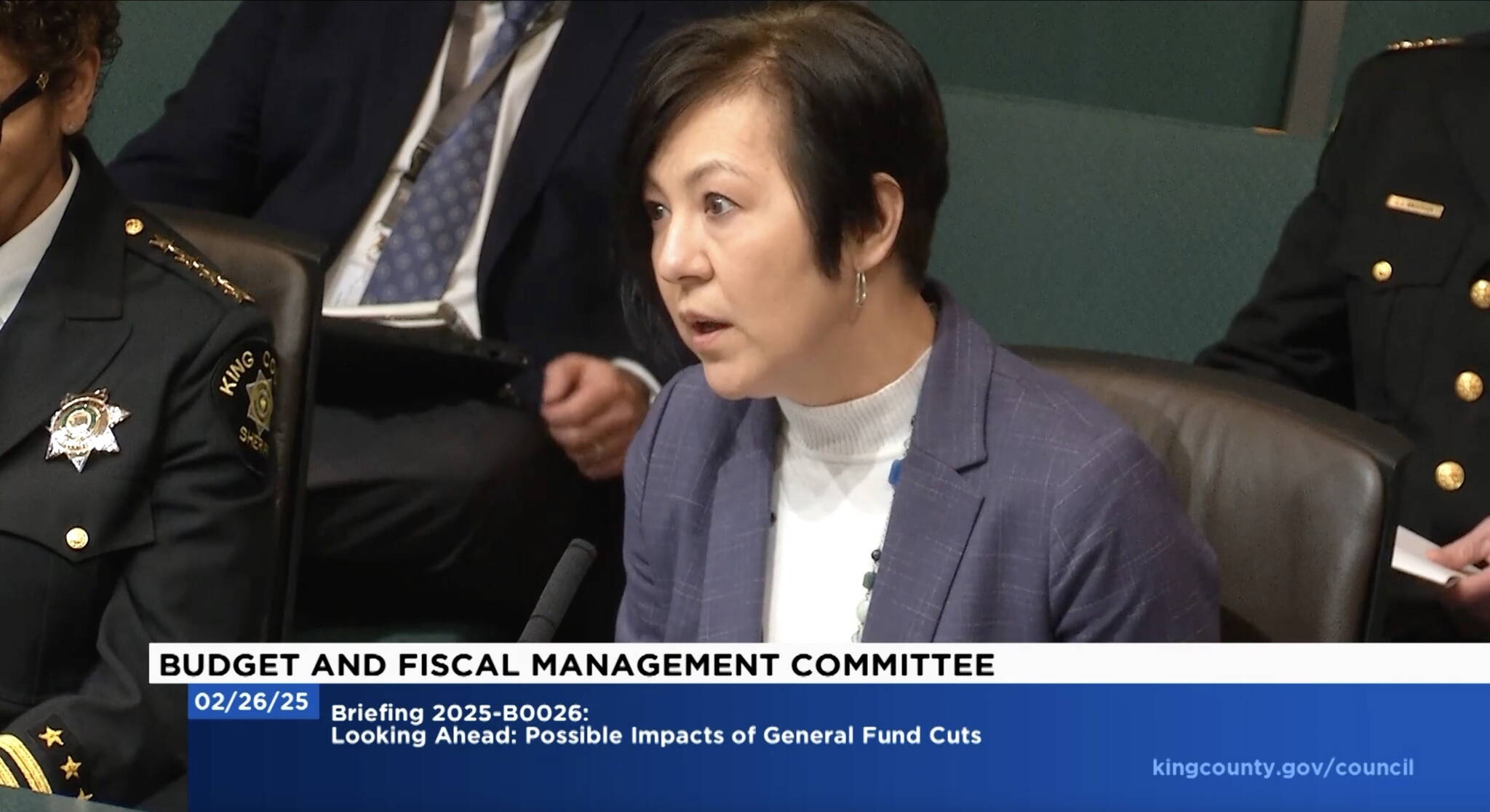 Screenshot
King County Prosecuting Attorney Leesa Manion testifying to the King County Council about budget cut impacts.