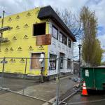The former home of Chickadee Bakeshop undergoes construction, April 11, 2025. Chickadee will move into a new shop on the front of the same building. (Grace Gorenflo/Valley Record)