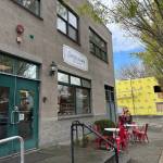 The temporary location of Snoqualmie Ice Cream, on the backside of the permanent shop, April 11, 2025. (Grace Gorenflo/Valley Record)