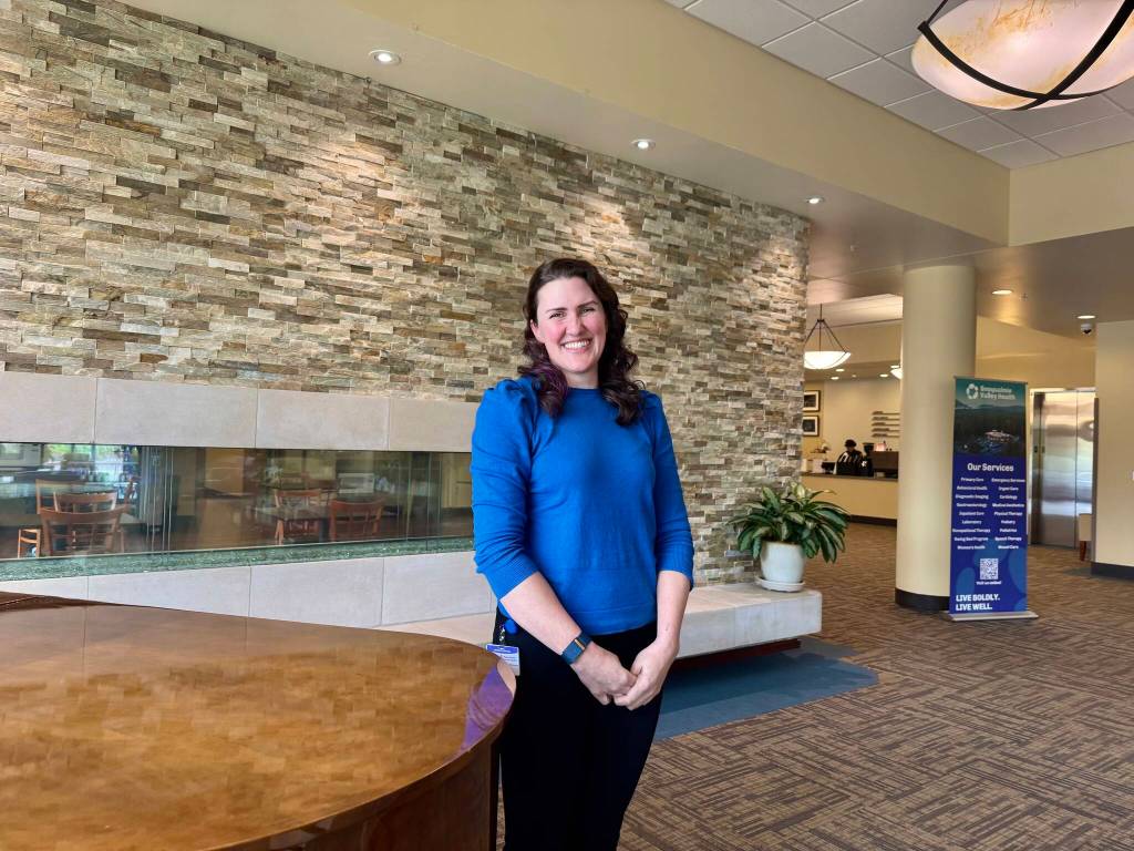 Katherine Thompson, Snoqualmie Valley Assault Treatment Services program manager, stands for a photo at Snoqualmie Valley Health hospital, April 11, 2025. Grace Gorenflo/Valley Record