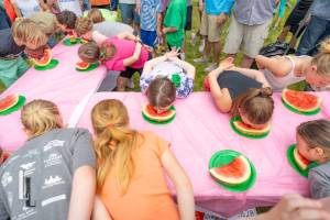 A watermelon-eating contest at Fall City Day. Photo courtesy of Travis Wetherbee/Last Lite Photography