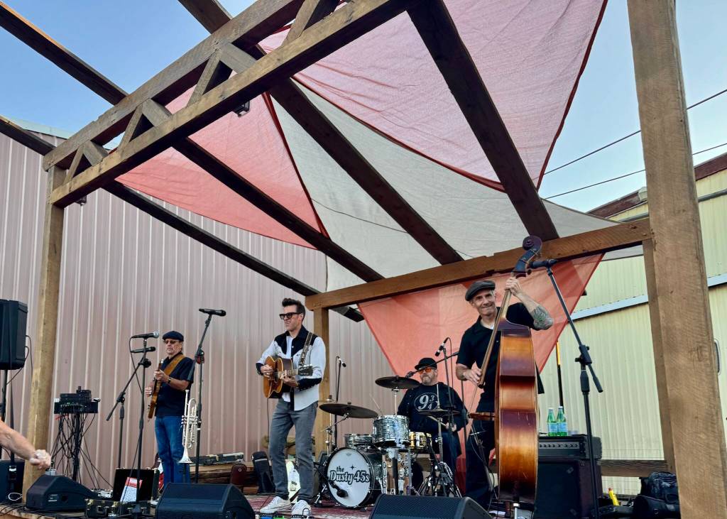 Local band The Dusty 45s perform at the opening of the Millers outdoor venue, July 3, 2025. (Grace Gorenflo/Valley Record)