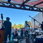 Concertgoers dance to music by local band The Dusty 45s at the opening of the Millers outdoor venue, July 3, 2025. (Grace Gorenflo/Valley Record)