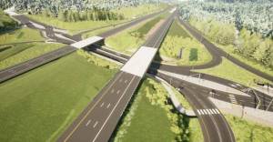 A rendering of the SR18 diverging diamond interchange upon completion. Image courtesy of Washington State Department of Transportation