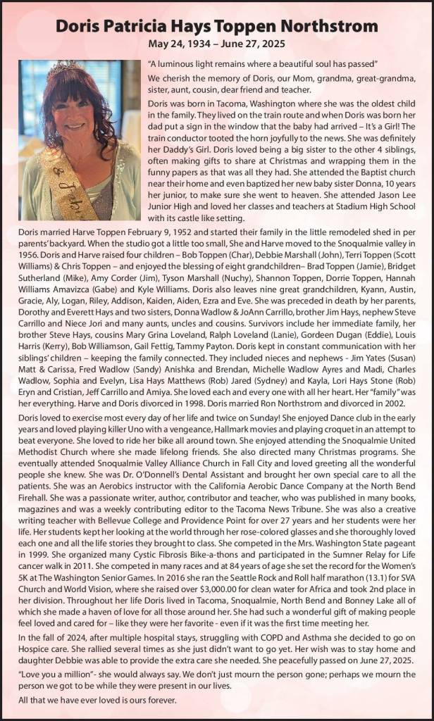 Doris Patricia Hays Toppen Northstrom | Obituary