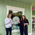 SnoValley Chamber CEO Kelly Coughlin (right) introduces Works from the heART owner Ashley James, July 10, 2025. (Grace Gorenflo/Snoqualmie Valley Record)