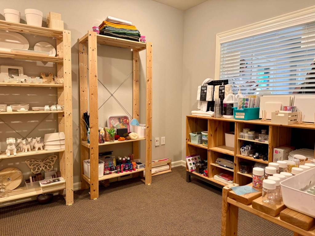 All of the art supplies available for use at Works from the heART, July 10, 2025.