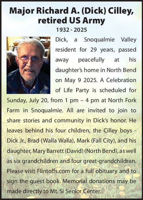 Major Richard A. (Dick) Cilley, retired U.S. Army | Obituary