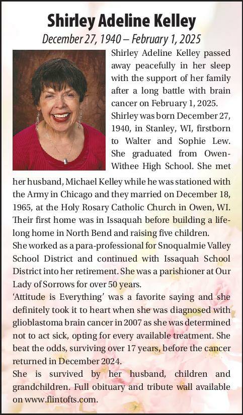 Shirley Kelley  | Obituary