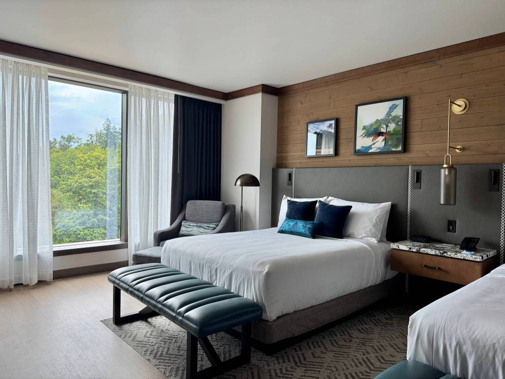 A double queen room at the Snoqualmie Casino's new hotel, July 31, 2025. (Grace Gorenflo/Valley Record)