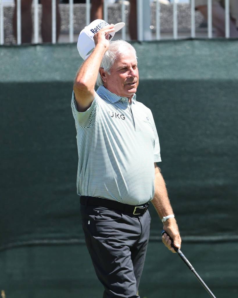 Local favorite and Seattle native Freddy Couples on the 1st tee at the Boeing Classic at Snoqualmie Ridge golf course. Photo by Jim Nicholson