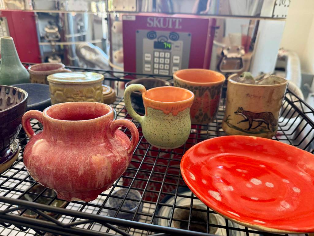 Some completed pottery at June and Gem ceramics studio, July 24, 2025. June and Gem is a participating location in the 2025 Snoqualmie Valley Art Studio Tour. (Grace Gorenflo/Valley Record)