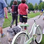 A bike at the North Bend Farmers Market, Sept. 11, 2025. Visitors are encouraged to walk or bike to the market when possible. (Grace Gorenflo/Valley Record)