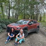 Kendra Miller (left) and her teammate Emme Hall with their Subaru Crosstrek, 2025. Photo courtesy of Kendra Miller