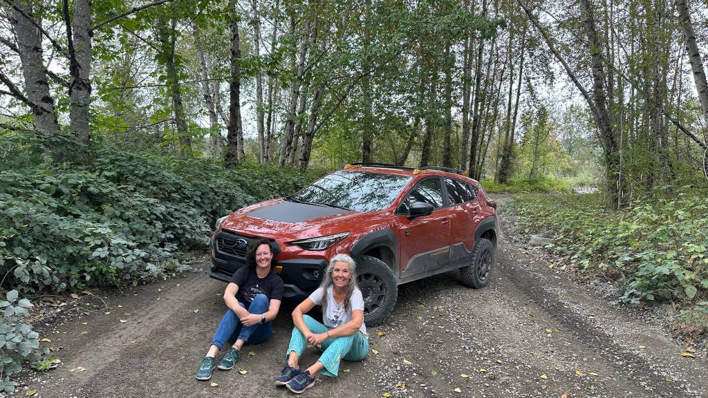 Kendra Miller (left) and her teammate Emme Hall with their Subaru Crosstrek, 2025. Photo courtesy of Kendra Miller