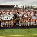 The Mount Si High School girls soccer team celebrates their state title win on Nov. 22. Photos courtesy of Snoqualmie Valley School District