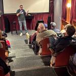 Andrew Rivers holds the audience Dec. 5 at the Tin Room Theater in Burien. Photo by James Gibowski
