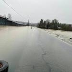 Flood water and debris sit on SR 203 north of Carnation early on Dec. 11, 2025. Photo courtesy of the city of Carnation