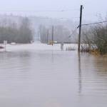 NE 124th Street, one of the two roads that takes Duvall residents across the river and quickly out of the Snoqualmie Valley, is closed due to flood water, Dec. 10, 2025. Grace Gorenflo/Valley Record