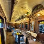 The inside of parlor car 1049 in the Northwest Railway Museums workshop, April 29, 2025. (Grace Gorenflo/Valley Record)