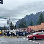 A protest in downtown North Bend, Jan. 31, 2026. Photo courtesy of Jesse Skorupa
